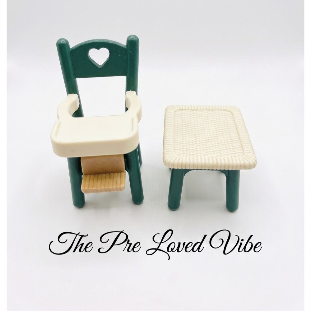 Fisher Price Loving Family Dream Dollhouse 1993 Baby High Chair 3.5" & Table